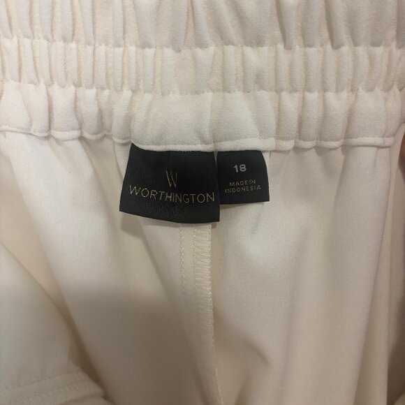 Worthington Stretch Waist Dress Pants Capri Length Womens Size 18 Ivory - Picture 3 of 3